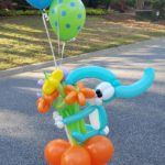 Custom balloon centerpiece, Easter bunny, 4 ft.