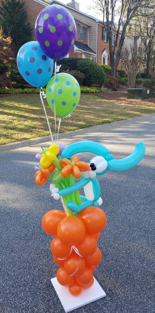 Custom balloon centerpiece, Easter bunny, 4 ft.