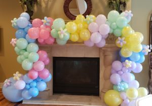 Organic garland, matte colors, daisies