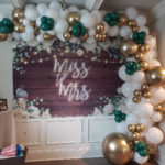 Organic garland 11, white, gold, forest green